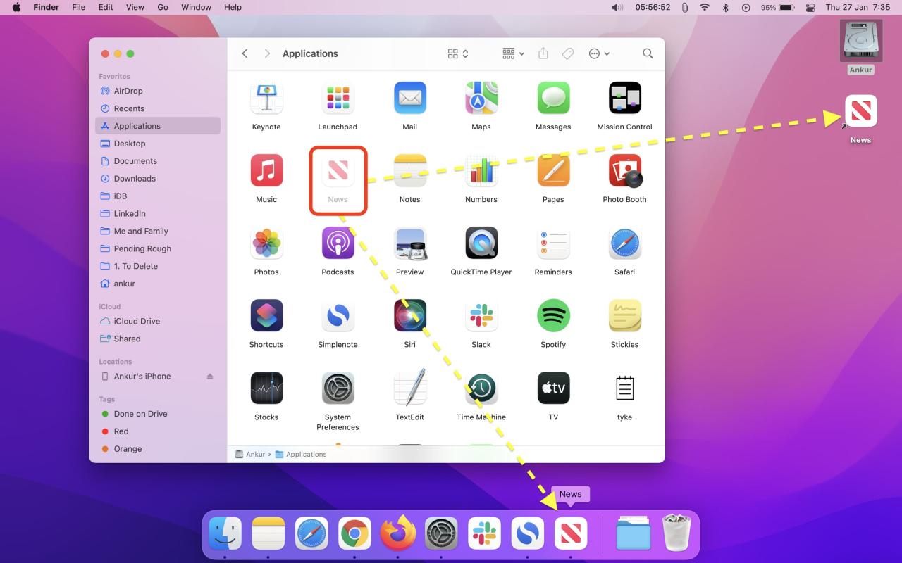 Agregue Apple News a Mac Dock and Desktop
