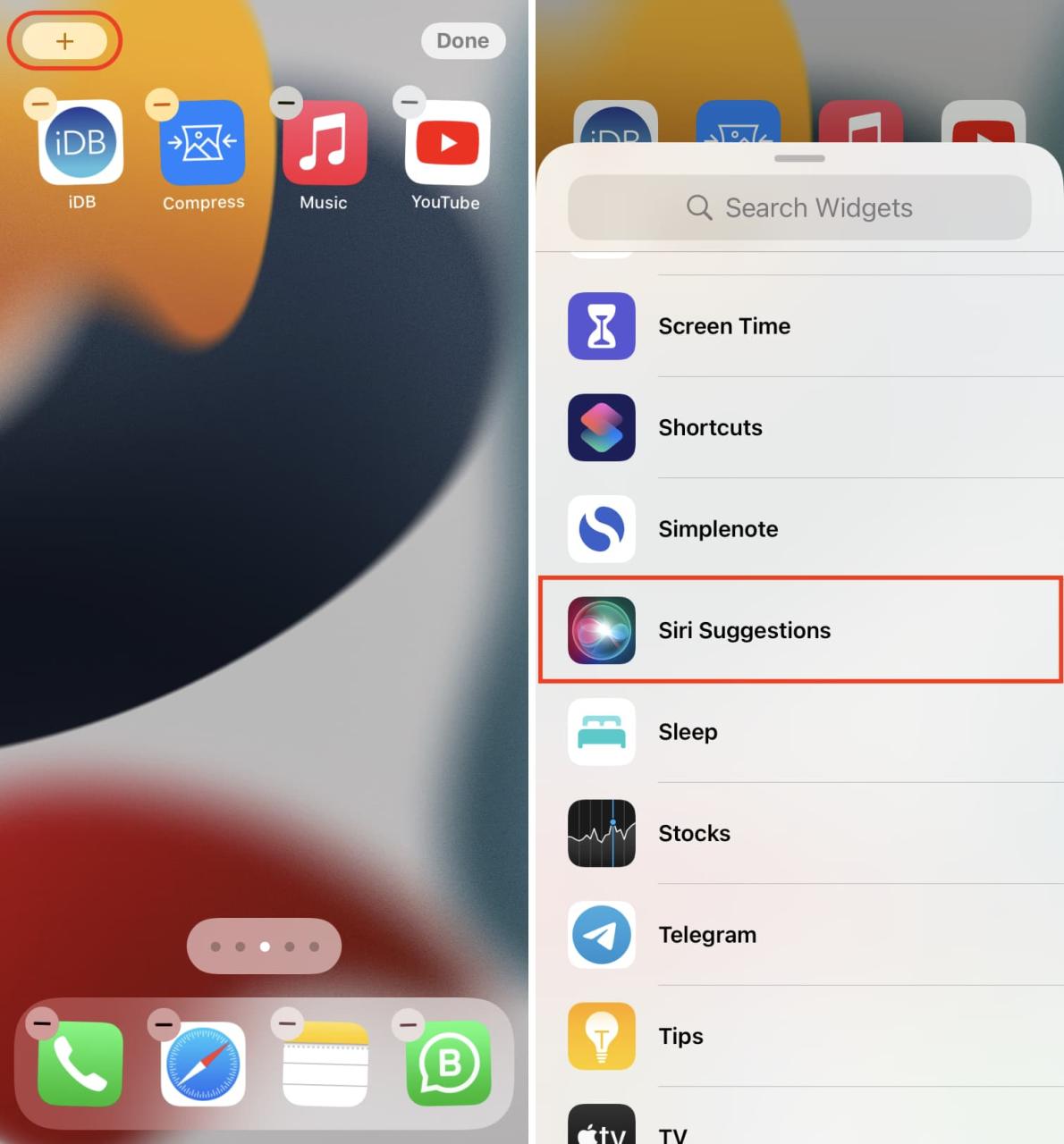 Agregue el widget Sugerencias de Siri a la pantalla de inicio del iPhone