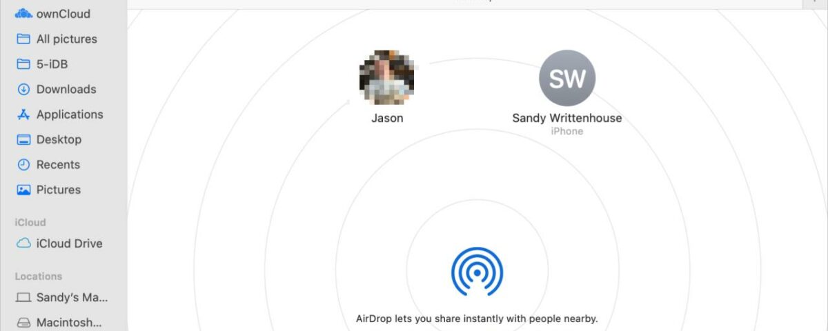 AirDrop Window en Mac para compartir archivos