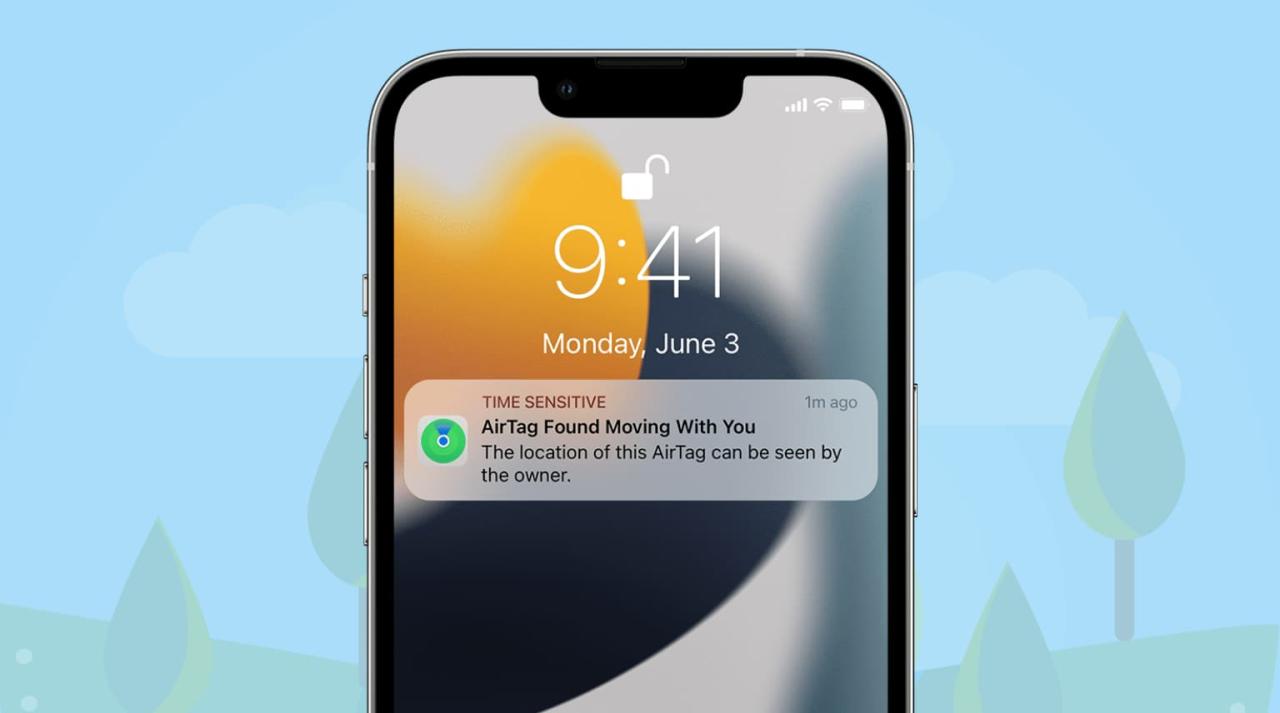 AirTag encontrado moviéndose con usted notificación en iPhone