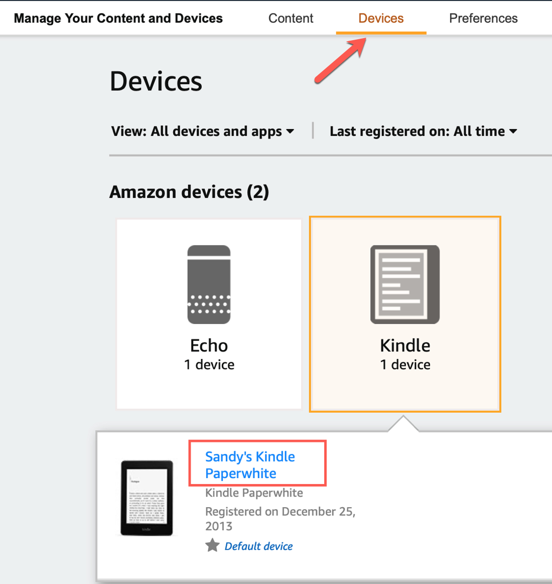 Dispositivos de Amazon Haga clic en su Kindle