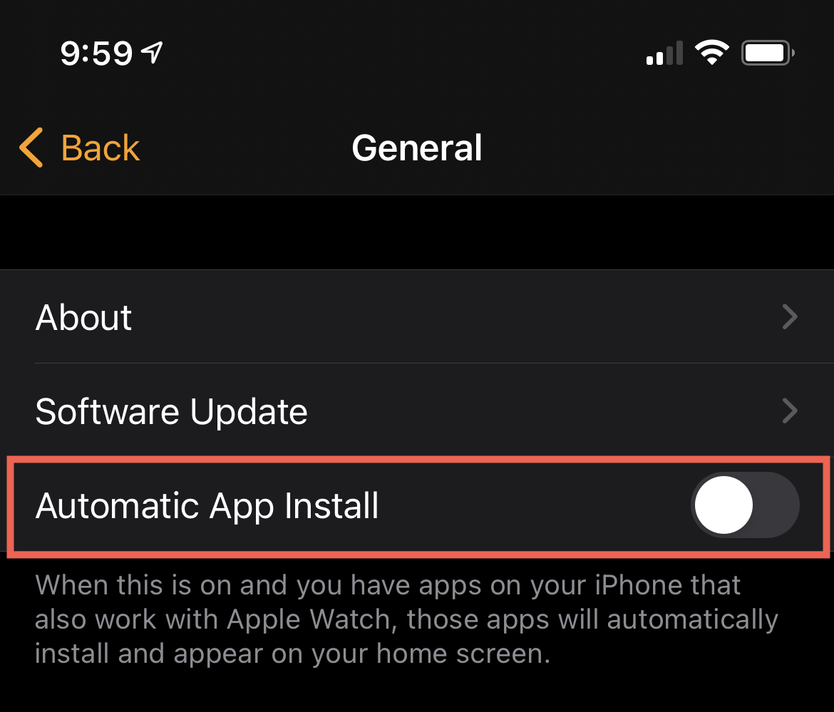 Apple Watch deshabilita la descarga automática de aplicaciones