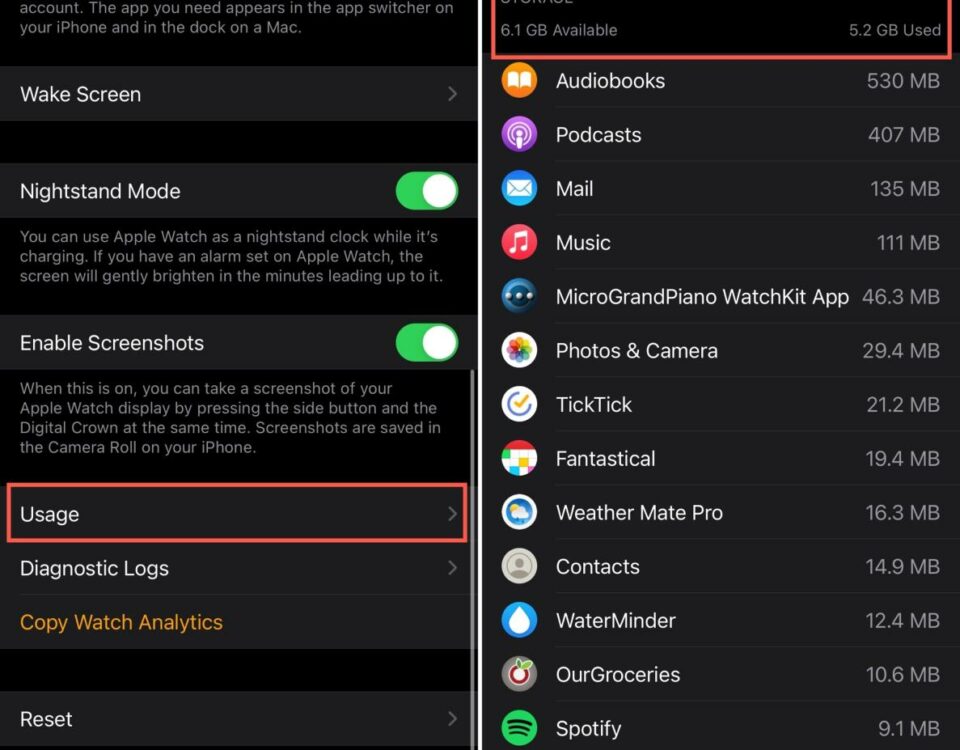 Uso de Apple Watch disponible y usado