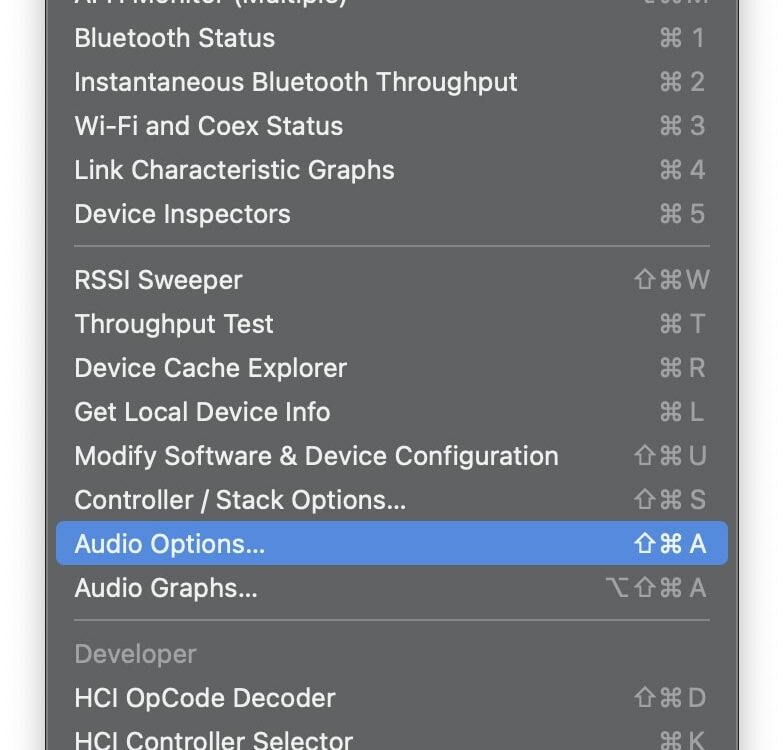 Explorador de Bluetooth Opciones de audio