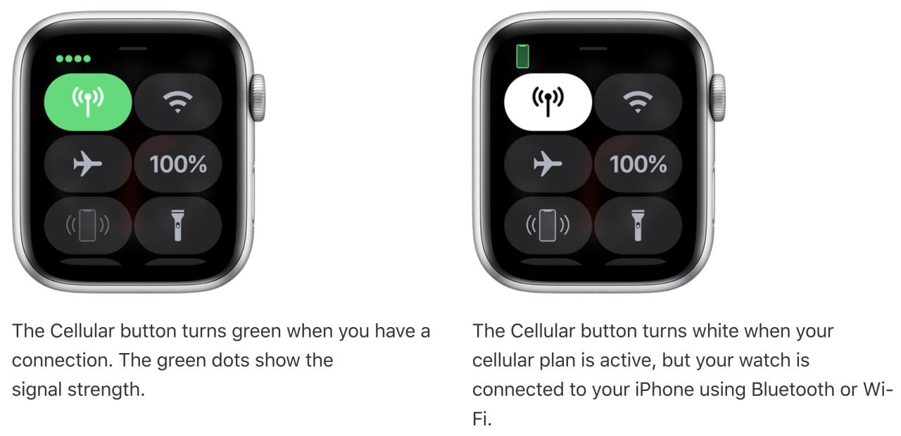 Opciones móviles Centro de control de Apple Watch