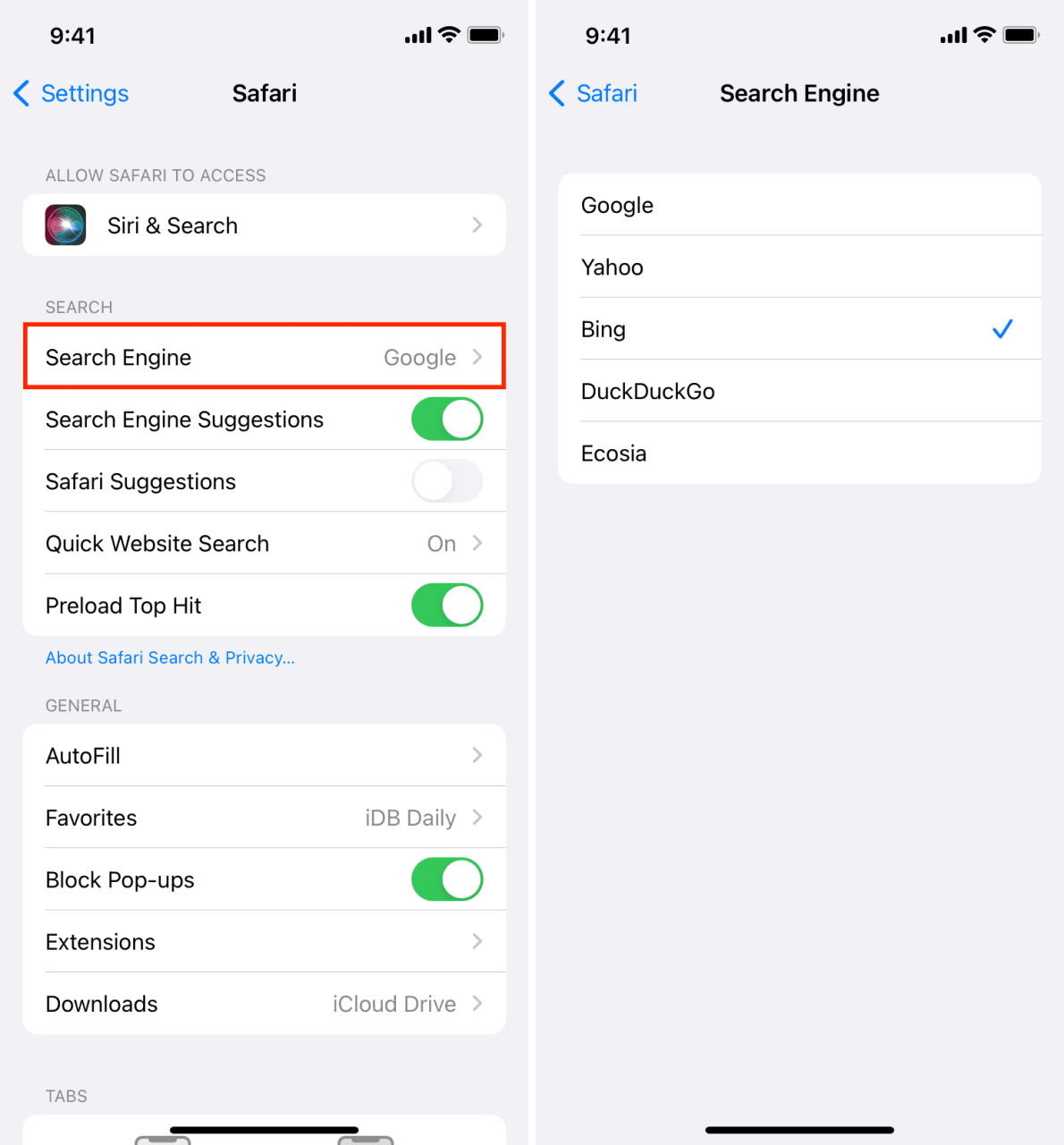 Cambiar motor de búsqueda en Safari en iPhone