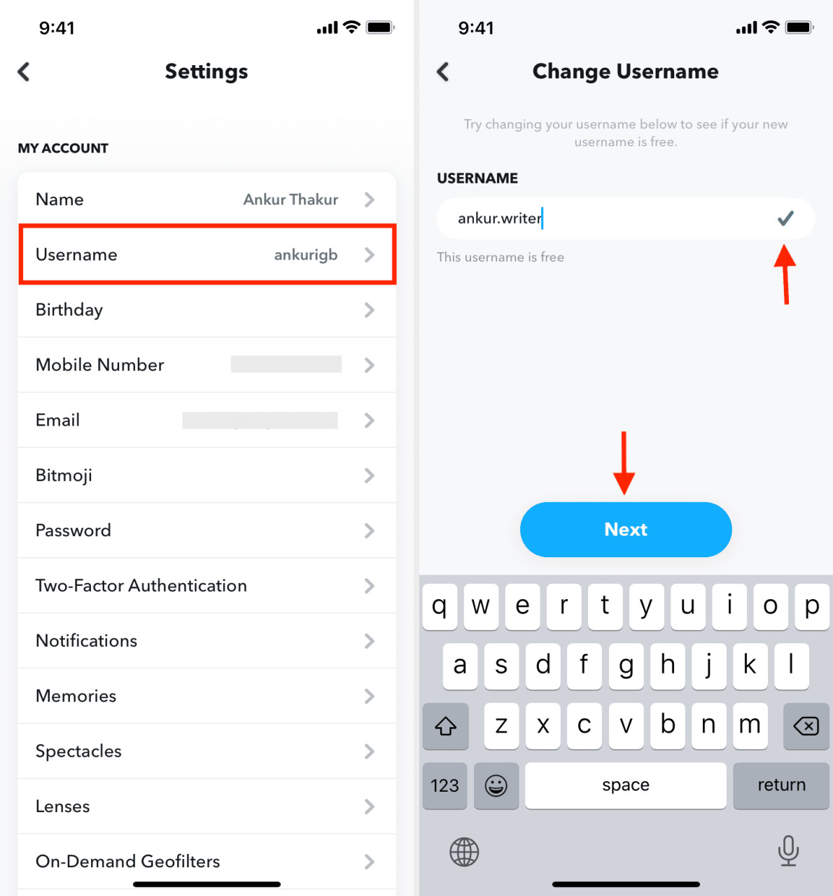 Cambia tu nombre de usuario en Snapchat desde la configuración de la aplicación