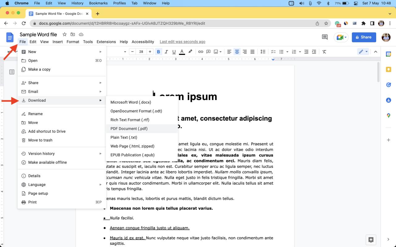 Convierta Word a PDF usando Google Docs en Mac o PC