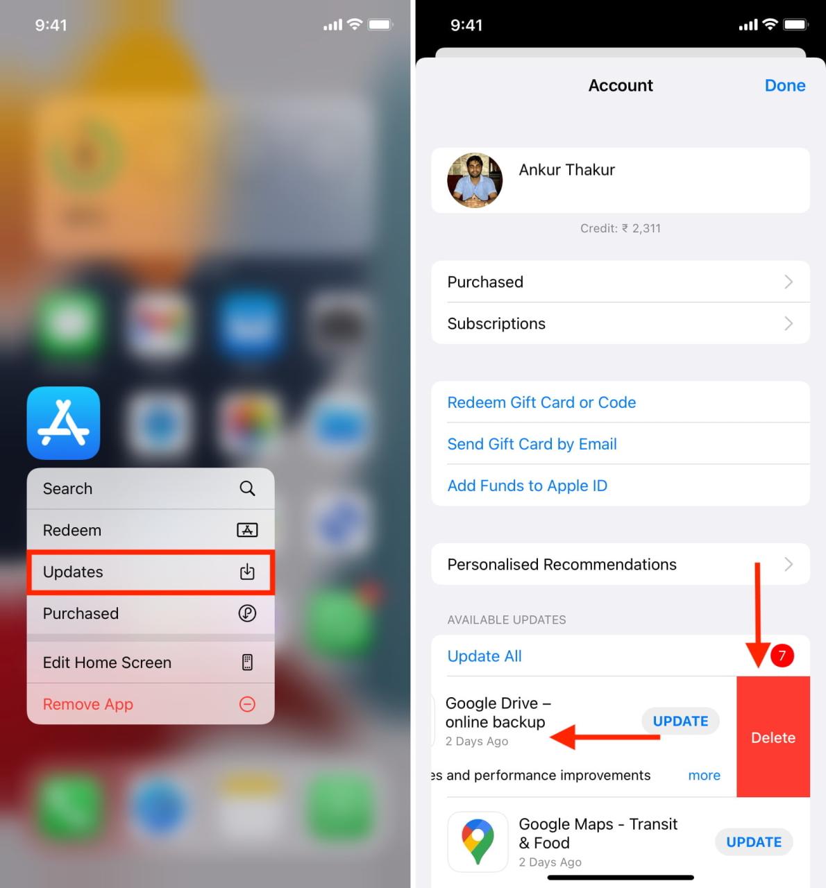 Eliminar aplicación de la sección Actualizaciones de iPhone App Store