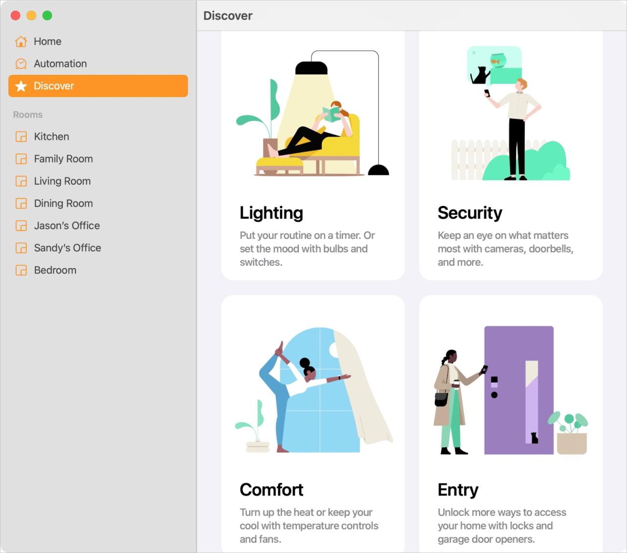 Descubrir la sección de la aplicación Inicio en Mac