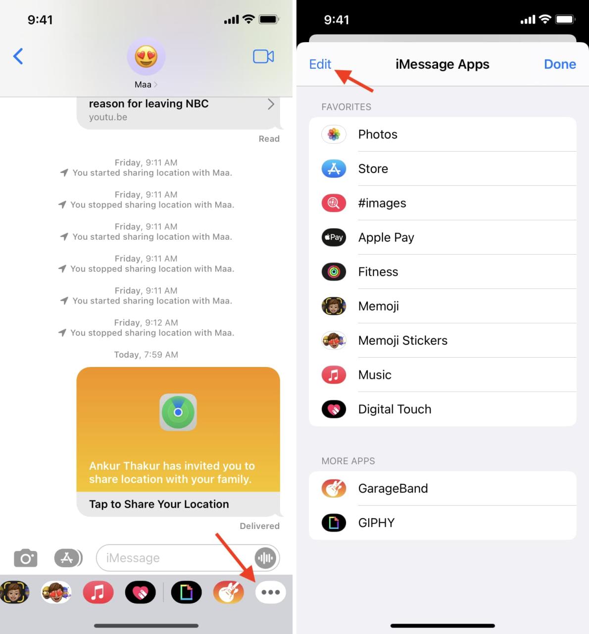 Editar aplicaciones de iMessage en iPhone