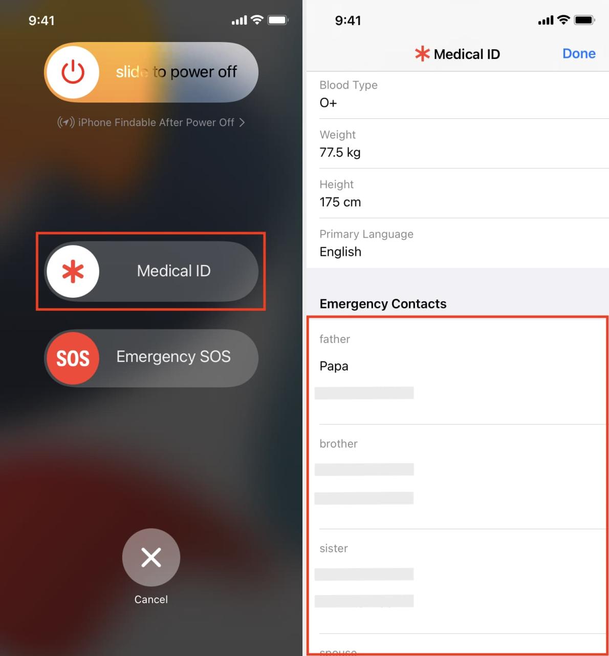 Contactos de emergencia en la pantalla de bloqueo del iPhone para llamar rápidamente