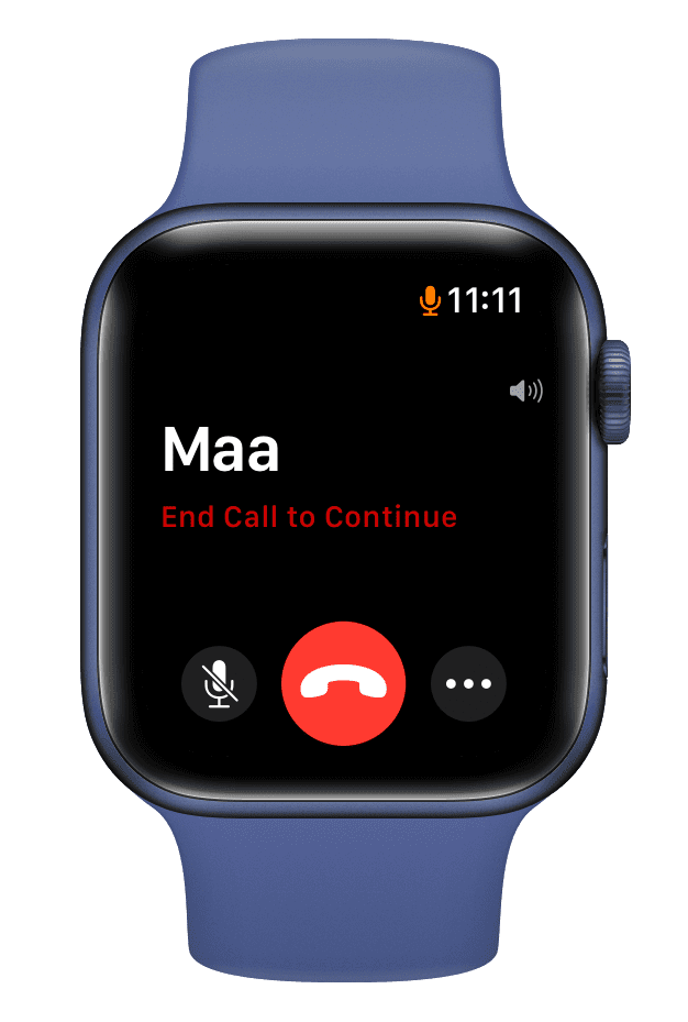 Finalizar llamada para continuar en la pantalla de llamadas de Apple Watch