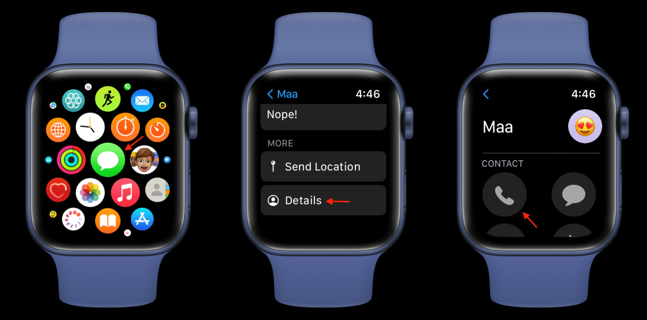 Inicie la llamada FaceTime en Apple Watch a través de la aplicación Mensajes