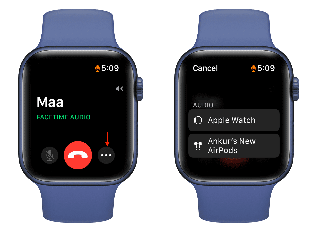 Llamada FaceTime a través de AirPods en Apple Watch