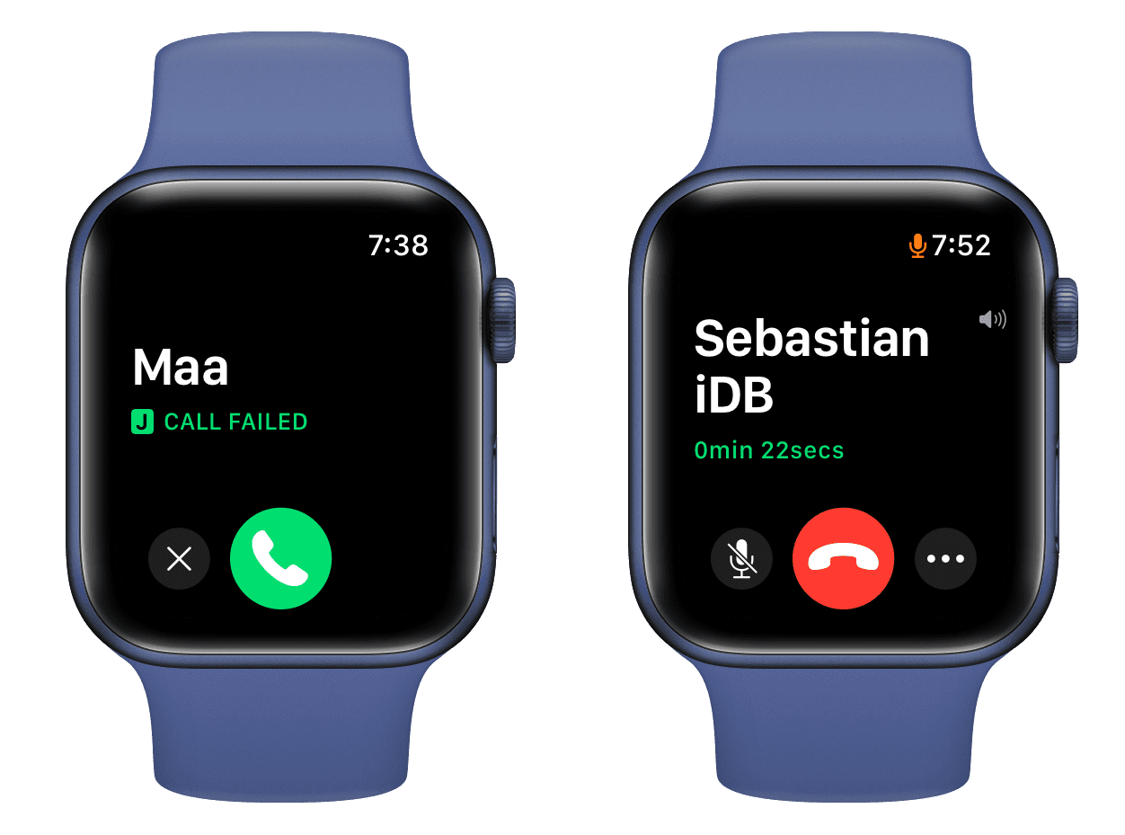 FaceTime fallido y exitoso en Apple Watch