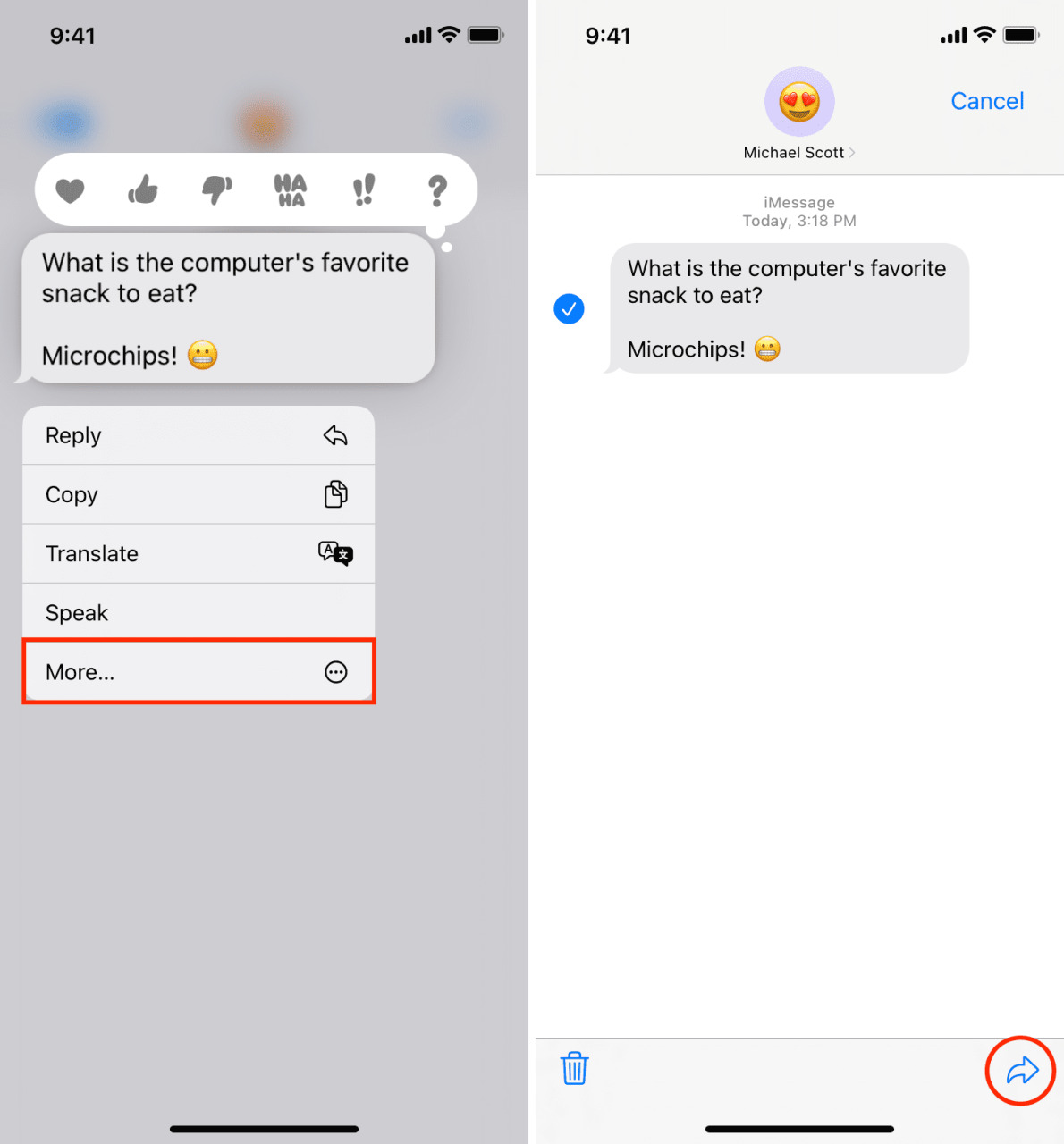 Reenviar iMessage en iPhone