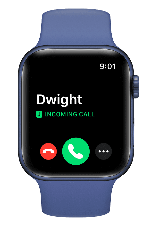 Pantalla de llamada entrante en Apple Watch
