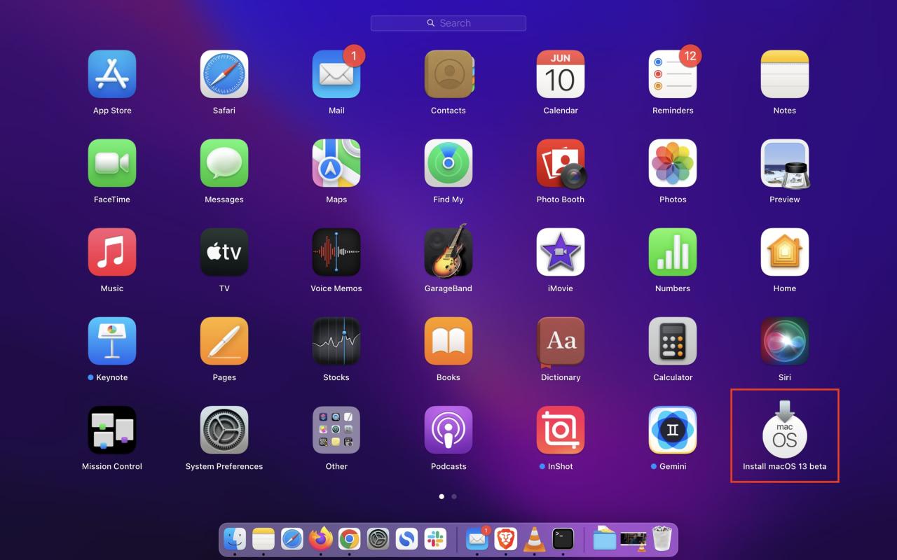 Instale el icono de macOS 13 beta en Mac Launchpad