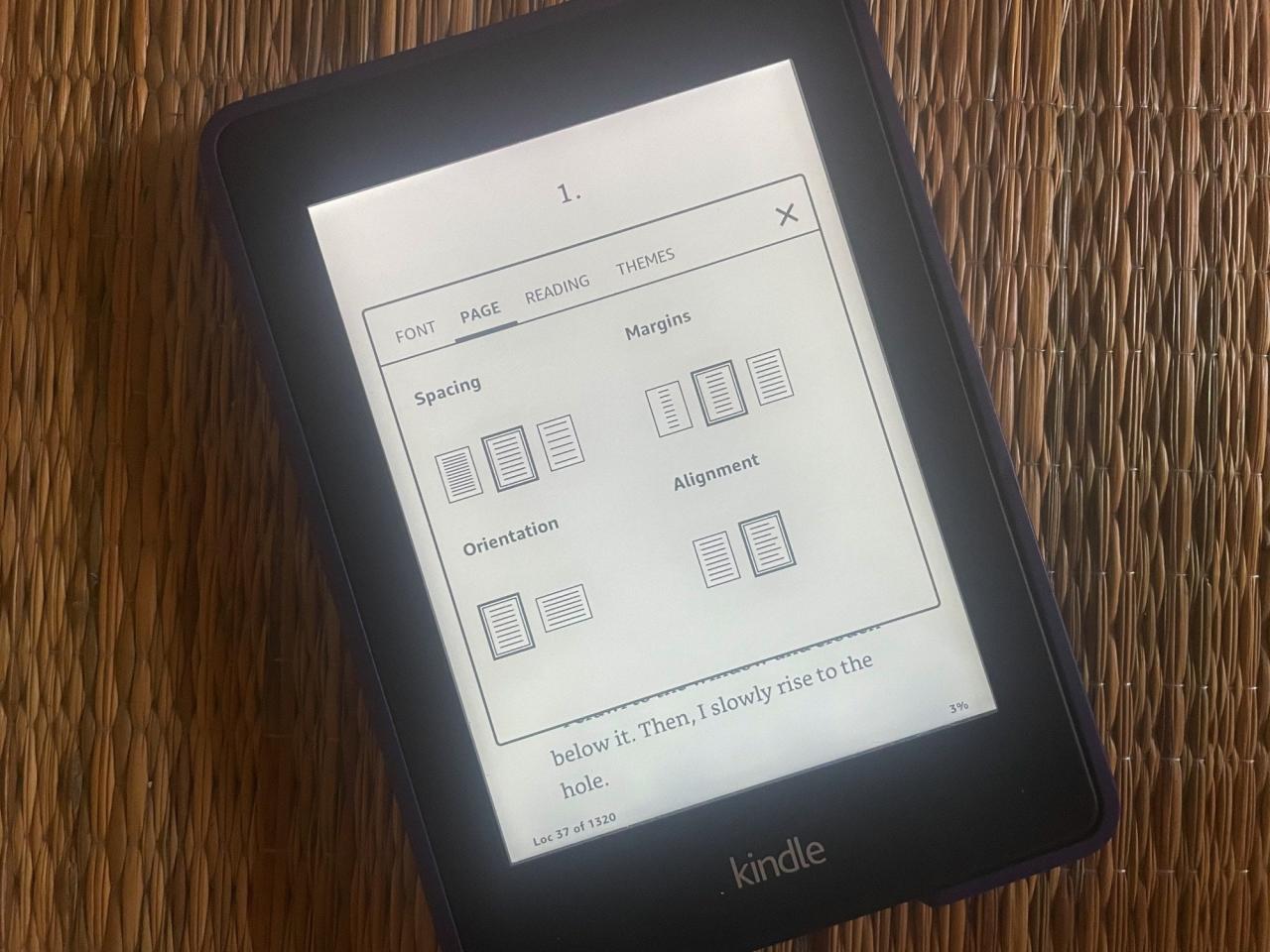 Opciones de diseño de página de Kindle