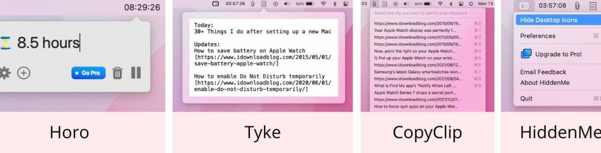 Aplicaciones Mac: Horo, Tyke, CopyClip, HiddenMe