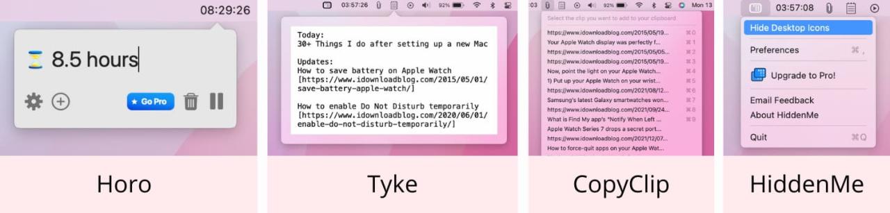 Aplicaciones Mac: Horo, Tyke, CopyClip, HiddenMe