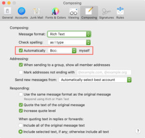 Correo en Mac Siempre Bcc Yo mismo