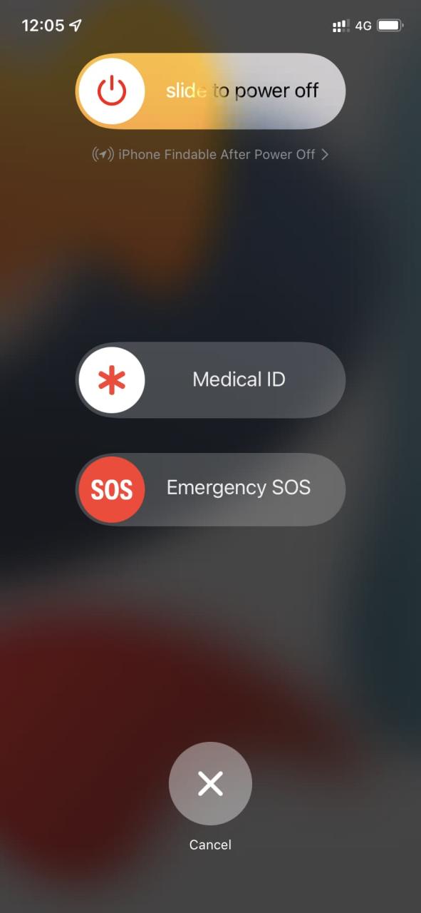 Identificación médica en la pantalla de apagado del iPhone