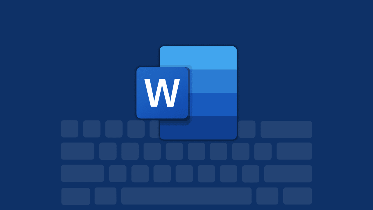 Logotipo de Microsoft Word sobre un fondo oscuro con un contorno de teclado claro