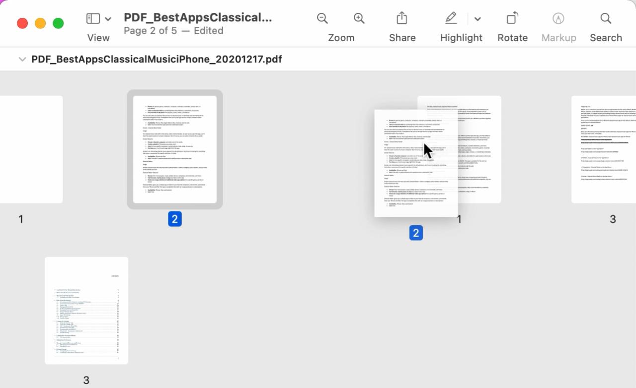 Mover una página en un PDF en vista previa