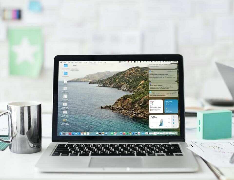 Centro de notificaciones en MacBook Pro con Big Sur