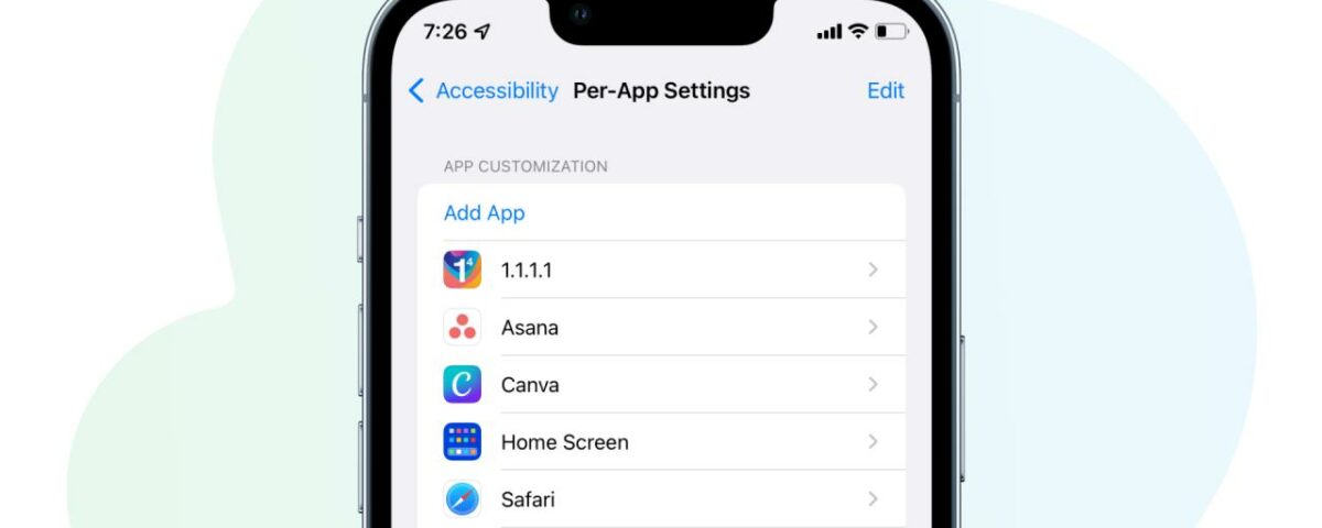 Configuración por aplicación en iPhone en iOS 17