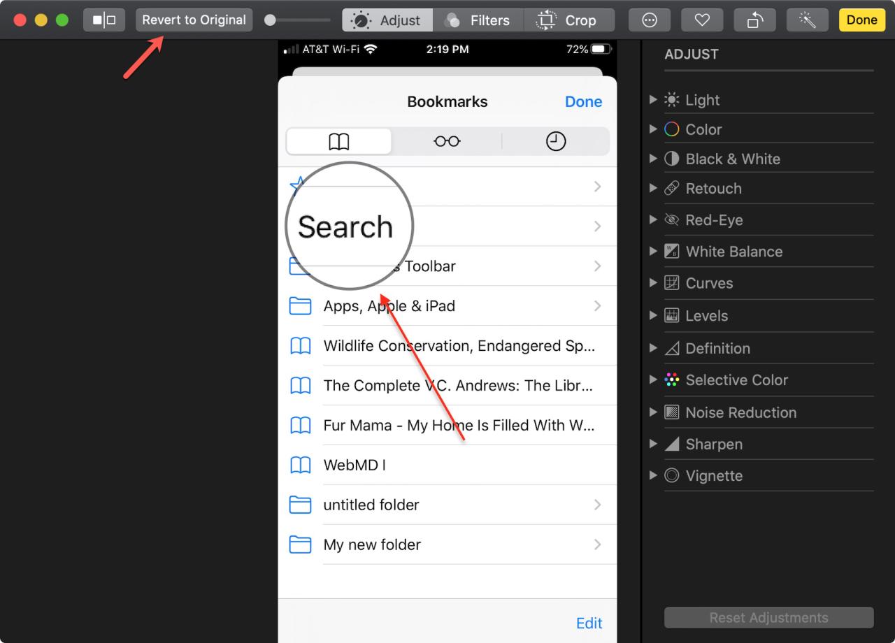 Edición de fotos Volver al original