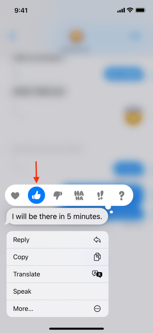 Reaccionar a iMessage en iPhone