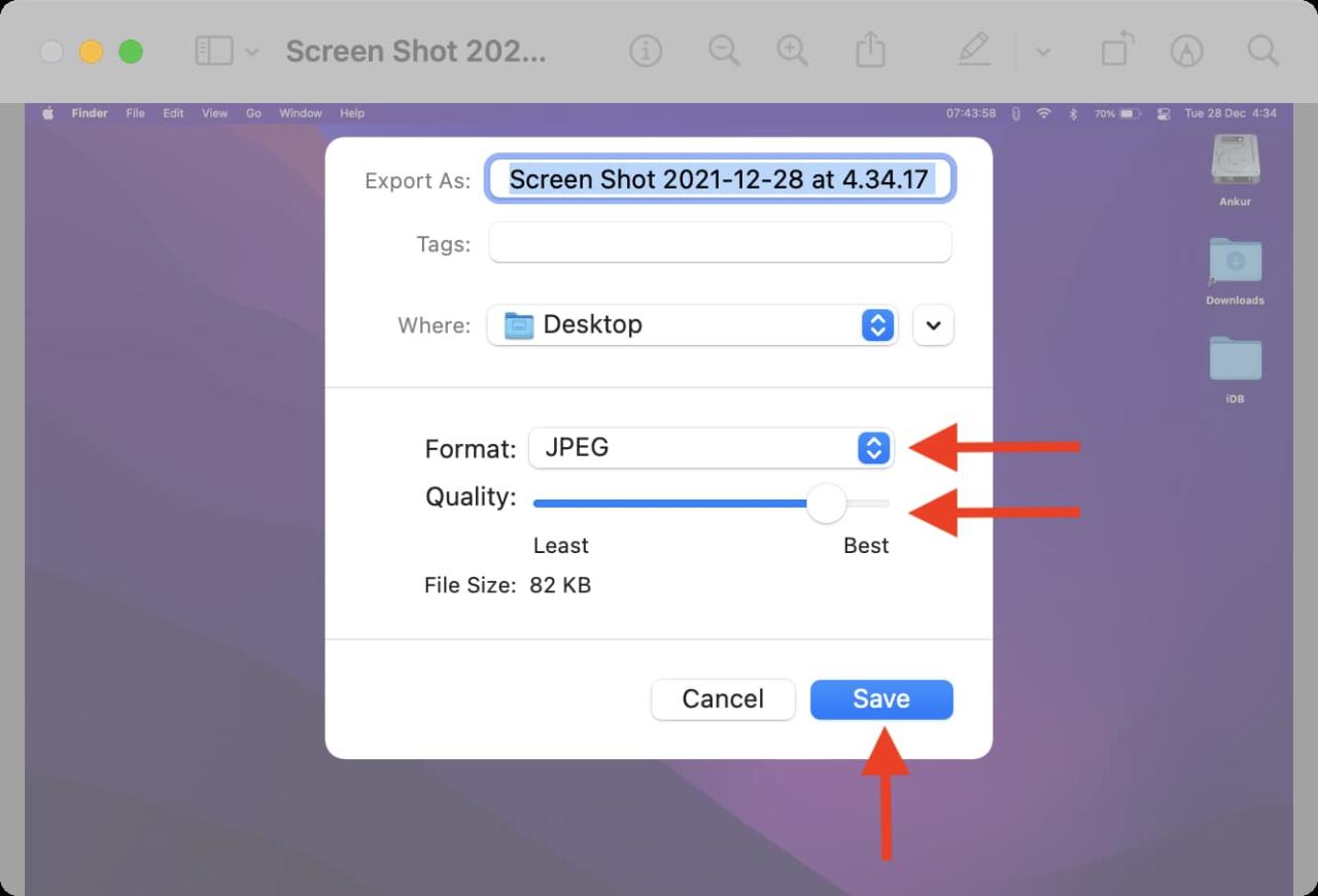 Reducir el tamaño del archivo de imagen en Mac
