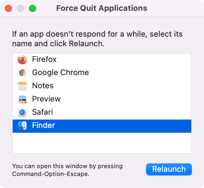 Vuelva a iniciar Finder en Mac para mostrar el iPhone