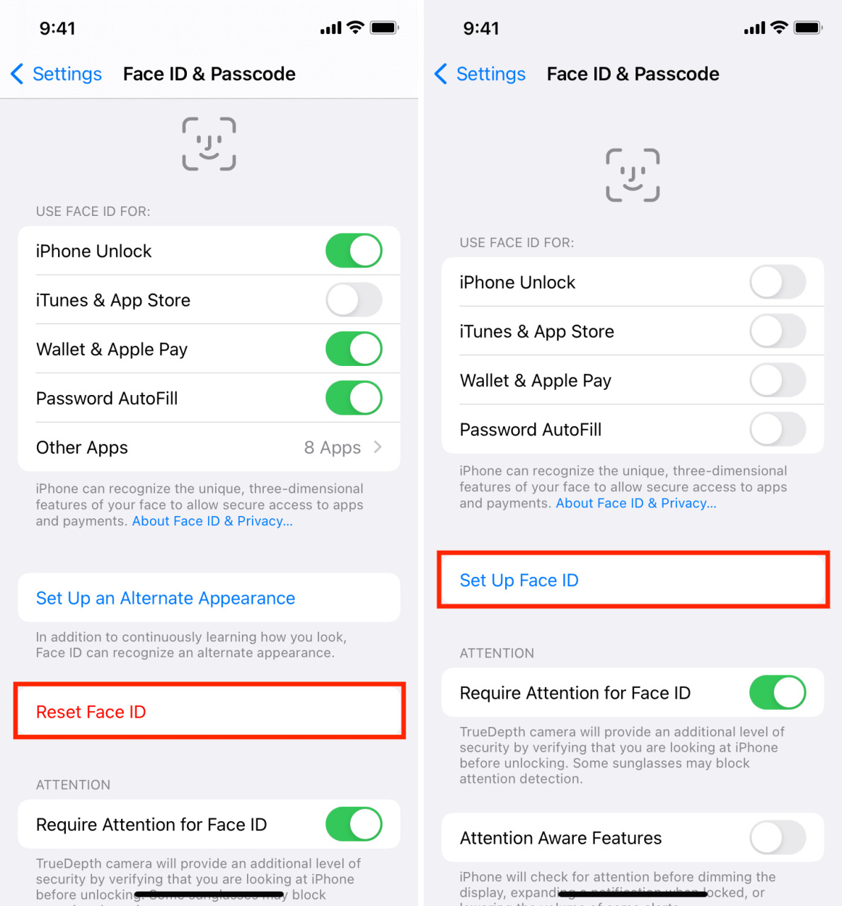 Restablecer Face ID y configurar Face ID en iPhone