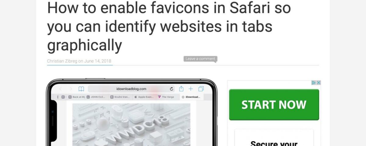 Safari mostrando Favicons en Mac