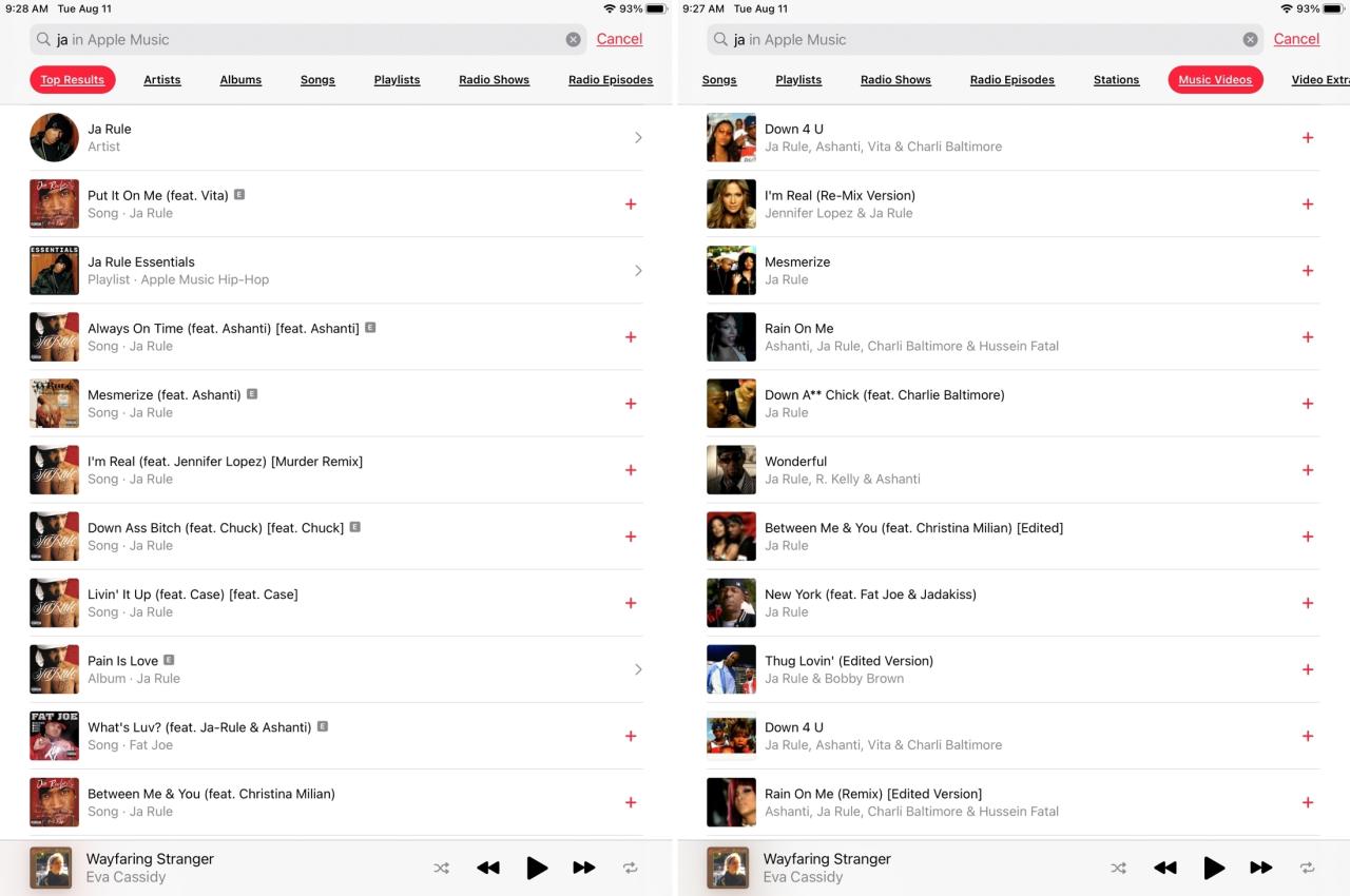 Buscar Apple Music Resultados principales Videos musicales iPad