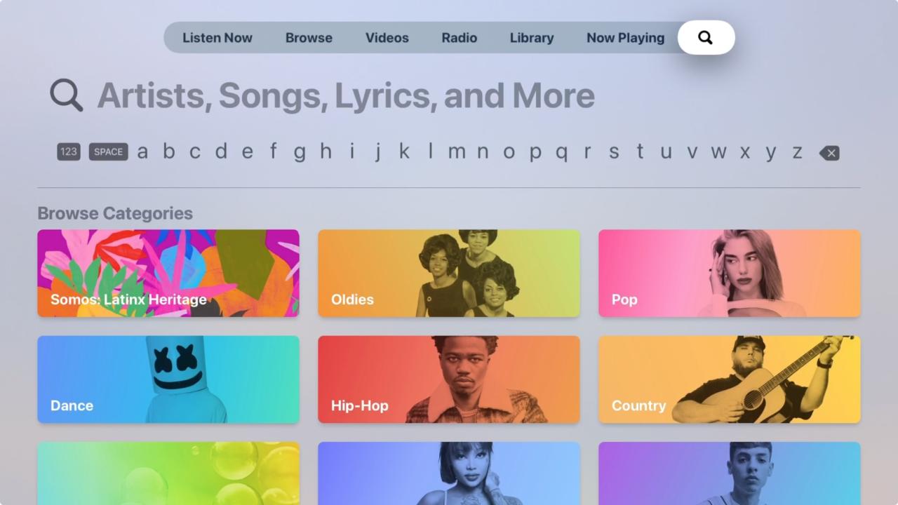 Buscar música en Apple TV