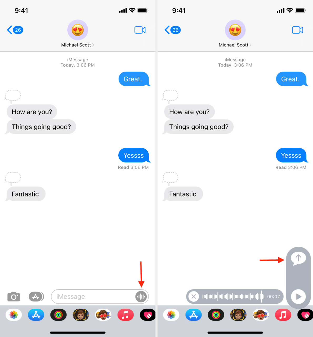 Enviar una nota de voz en iMessage