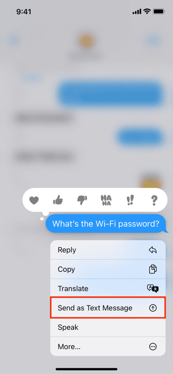 Enviar iMessage como mensaje de texto en iPhone