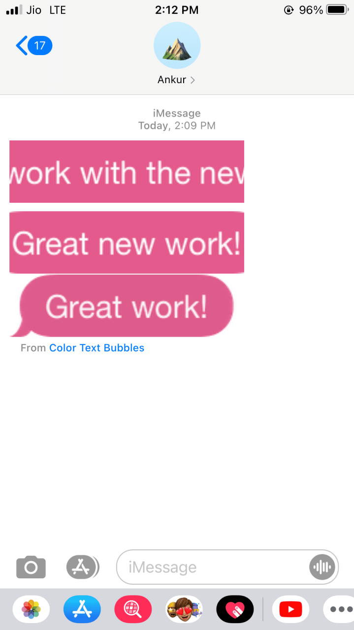 Enviar iMessage en burbujas de colores