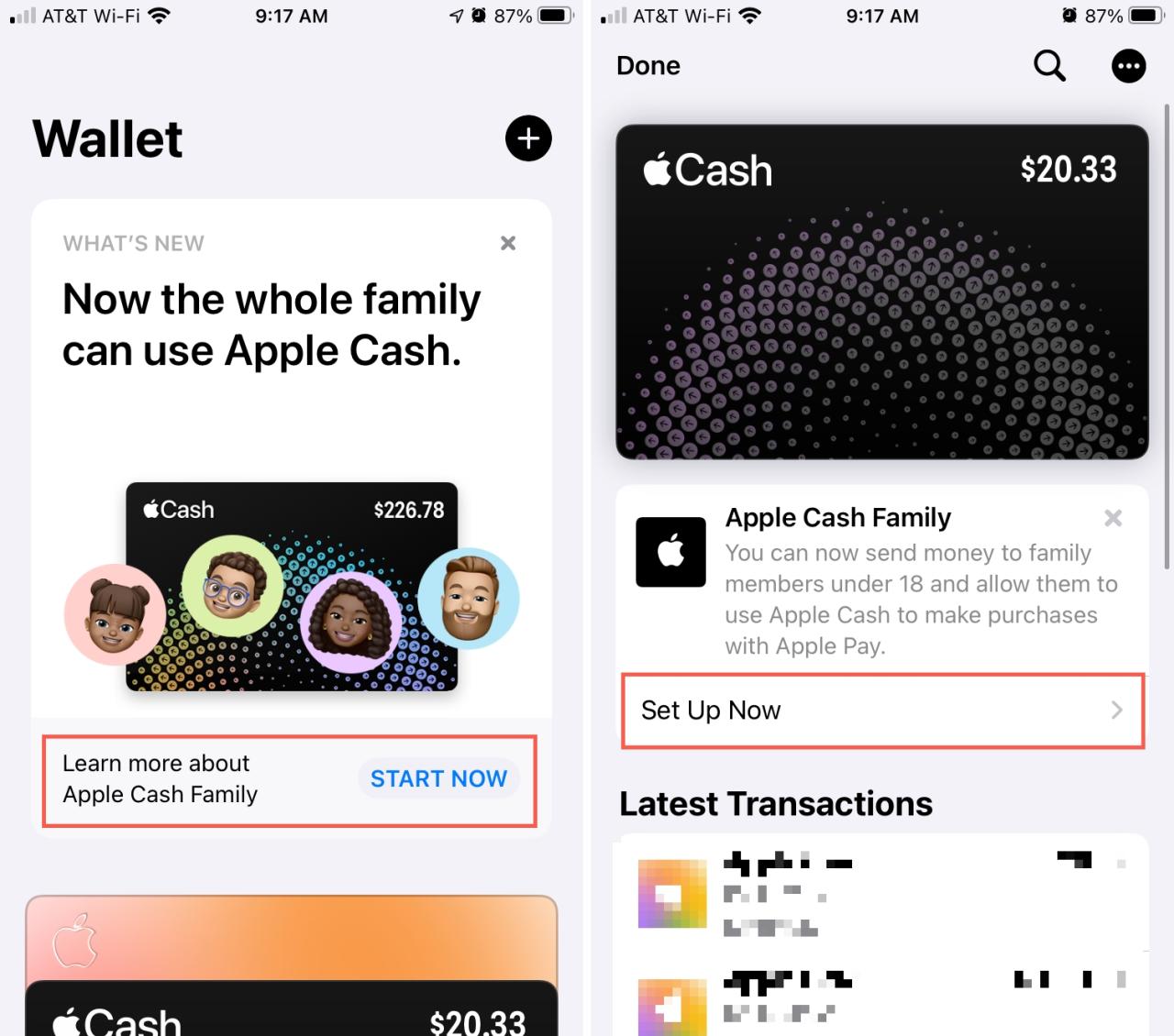 Configurar Apple Cash Family desde Wallet