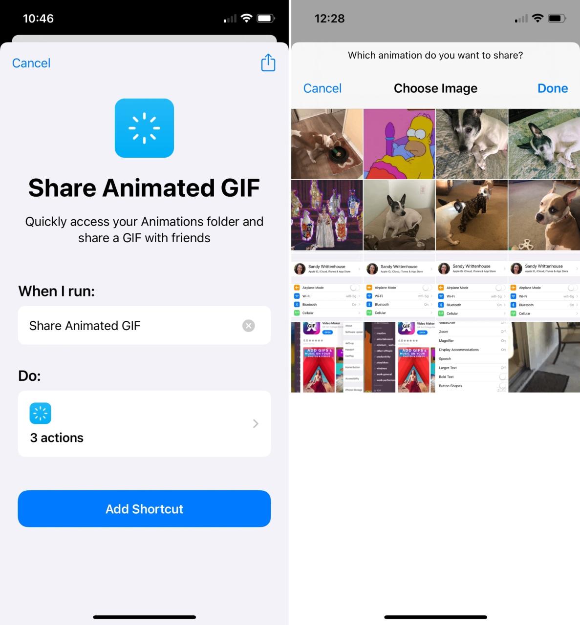 Compartir GIF animado en Atajos en iPhone