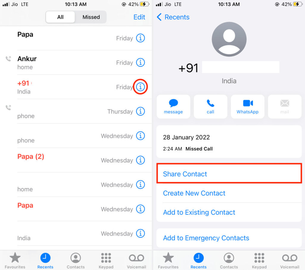 Compartir contacto con Truecaller en iPhone