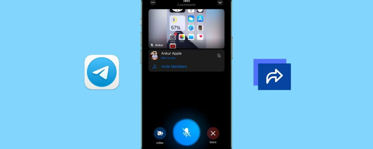 iPhone mostrando pantalla compartida en Telegram
