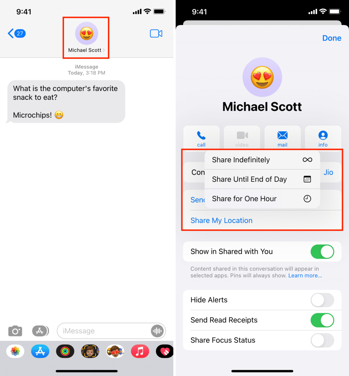 Comparte tu ubicación en vivo a través de iMessage