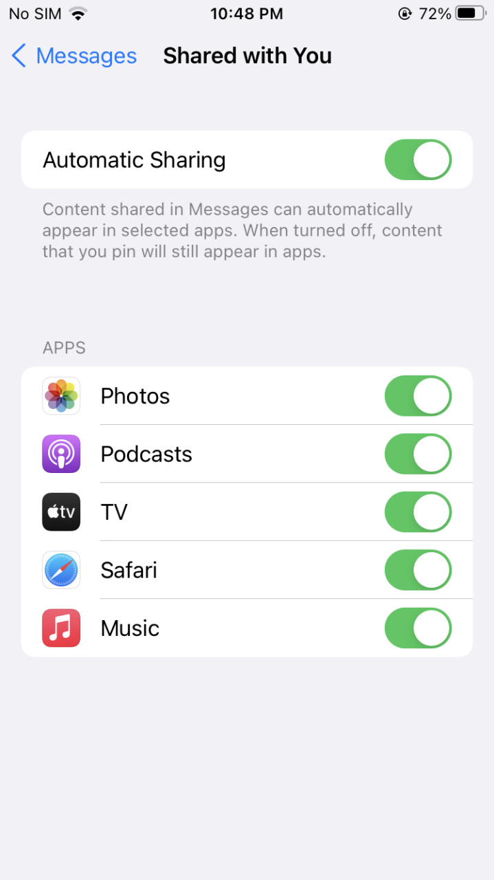 Mensajes compartidos contigo iOS 17
