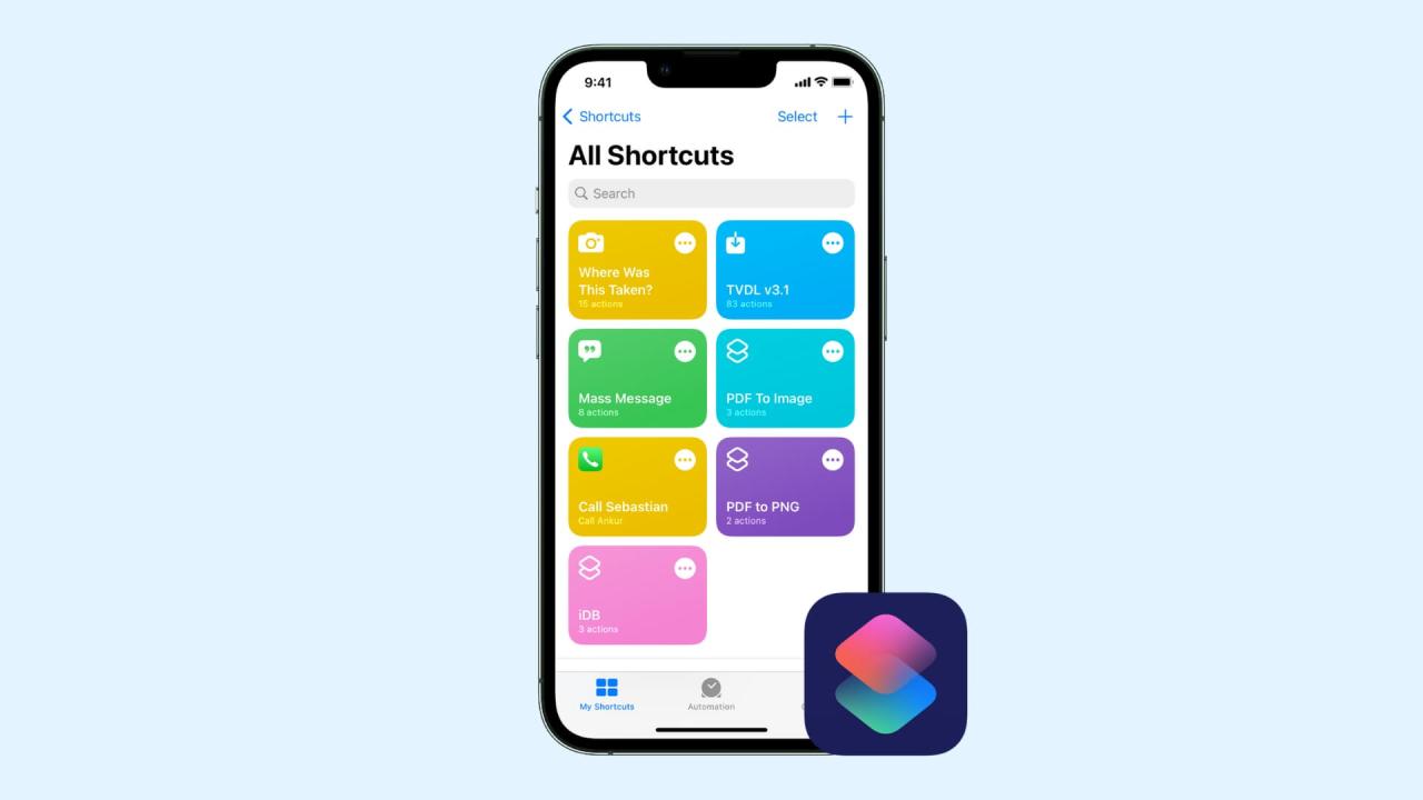 Aplicación de accesos directos en iPhone